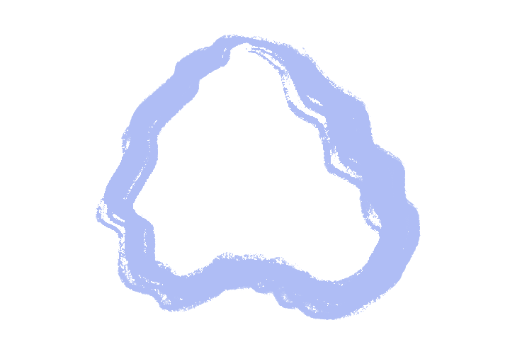 Tegnet illustrasjon av en ujevn rund form