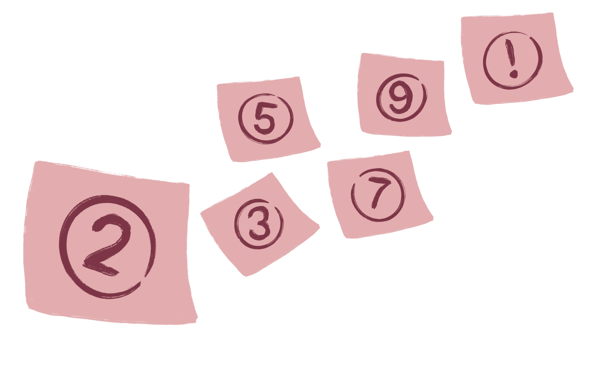 Flere post-it lapper illustrert med tall på