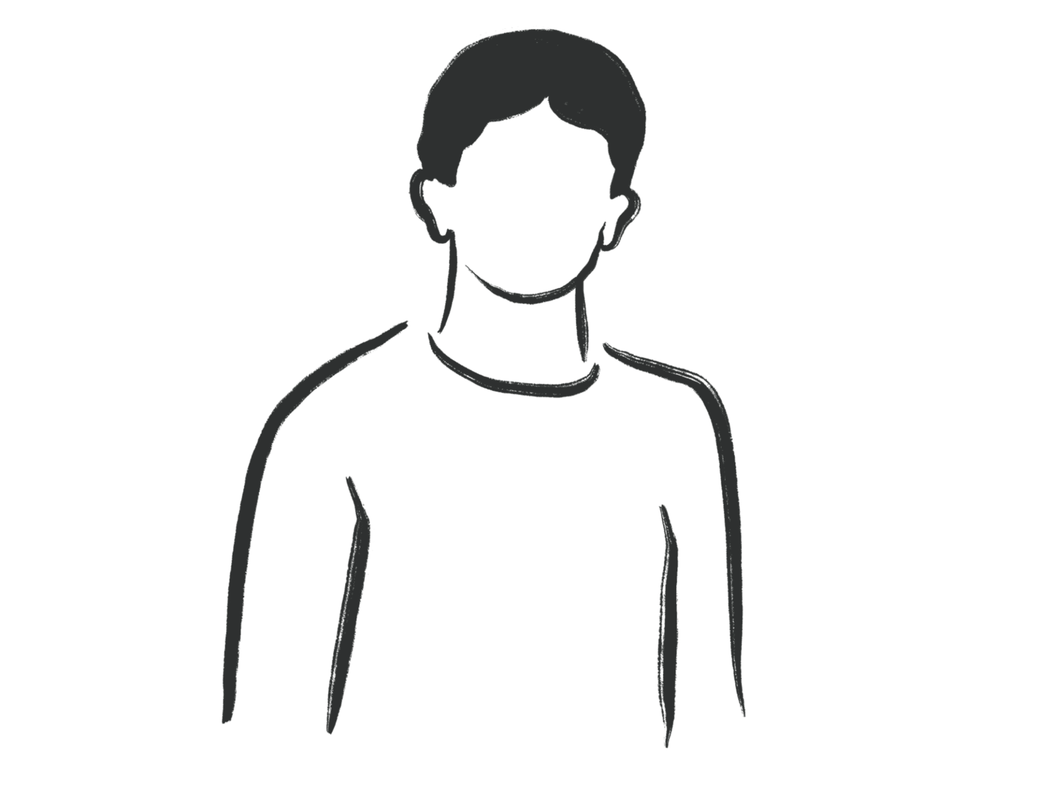 Tegnet illustrasjon av en gutt. Ingen ansiktstrekk vises. Han har en holdning med rett rygg.