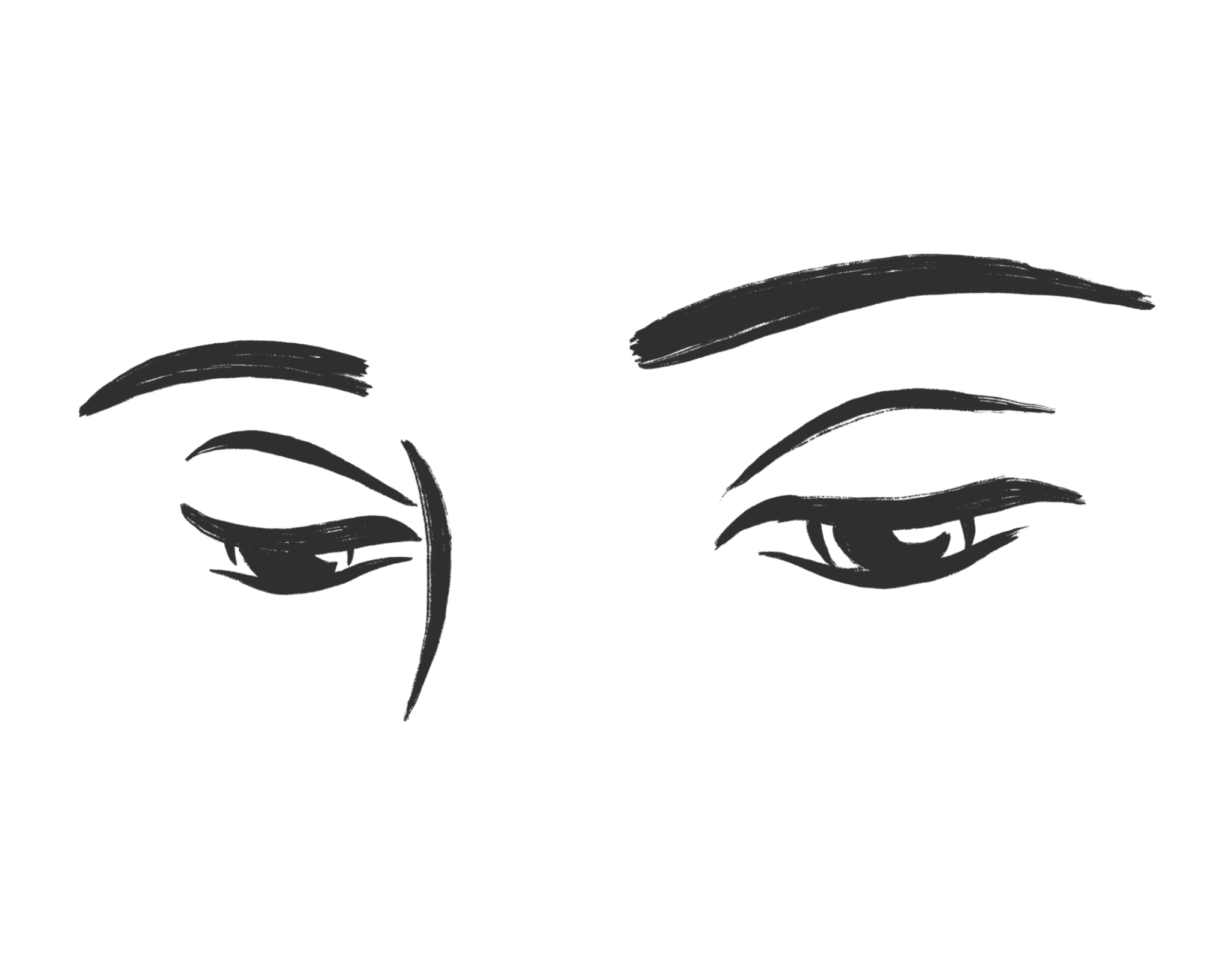 Tegnet illustrasjon av øyne som ser ned.