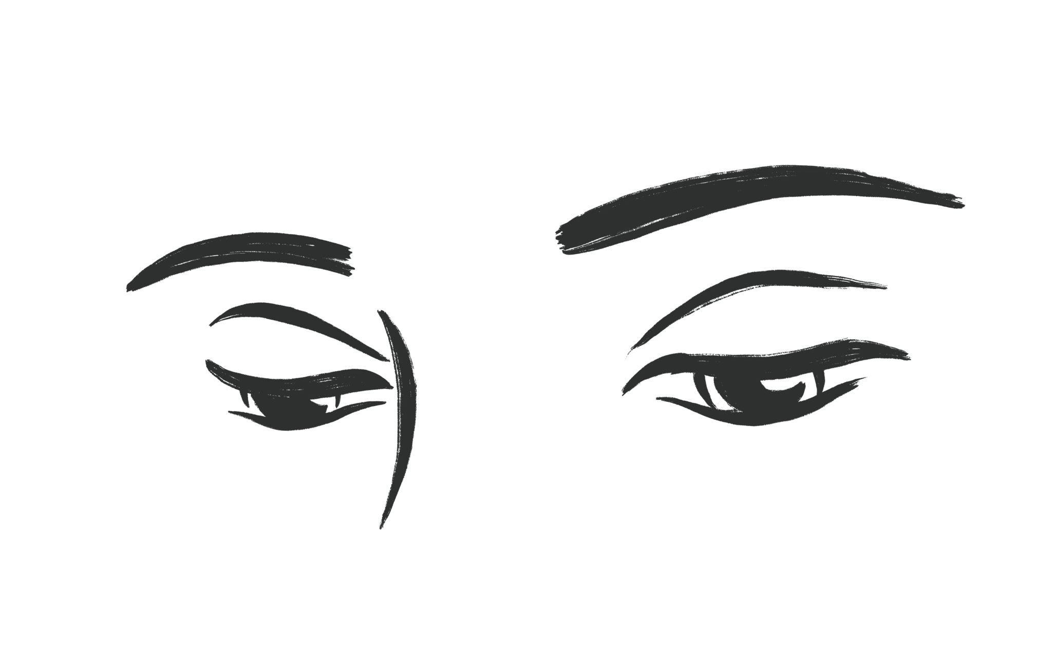 Tegnet illustrasjon av øyne som ser ned.