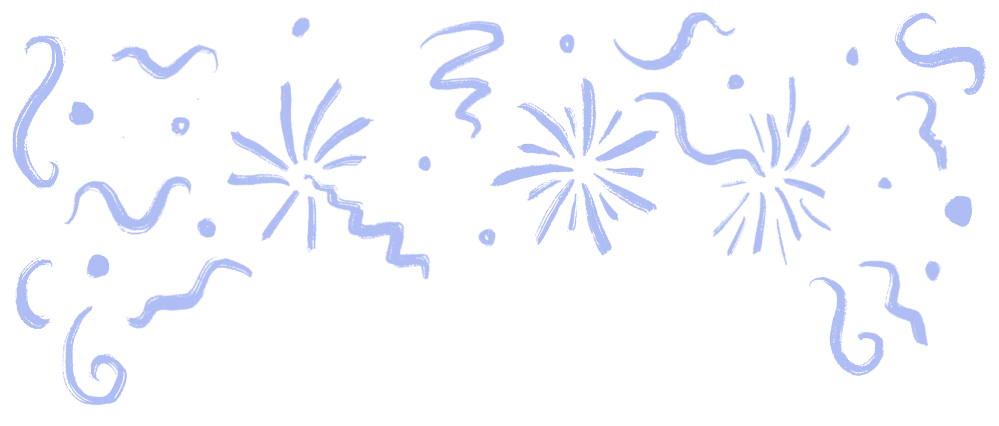 Tegnet illustrasjon av noe som minner om fyrverkeri. Alt i blå farge