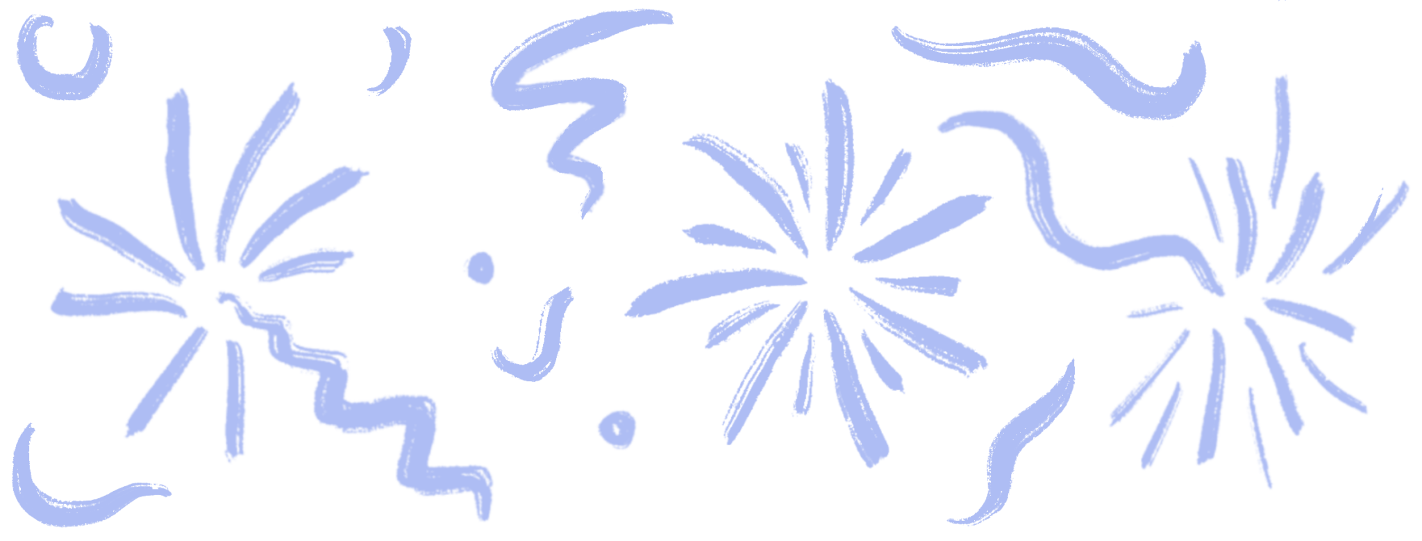 Tegnet illustrasjon av noe som minner om fyrverkeri. Alt i blå farge